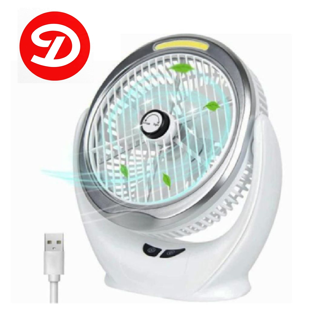 PORTABLE USB DESKTOP FAN WITH LED LIGHT – COMPACT & RECHARGEABLE